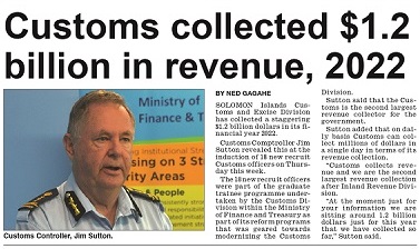 Customs collect $1.2 billion in revenue, 2022